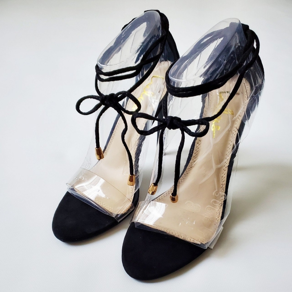 LACE-UP VELVET SUEDE HEEL